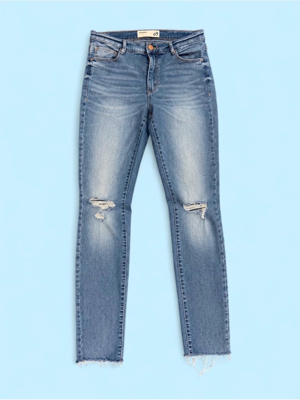 Garage Distressed Raw Hem Jeans